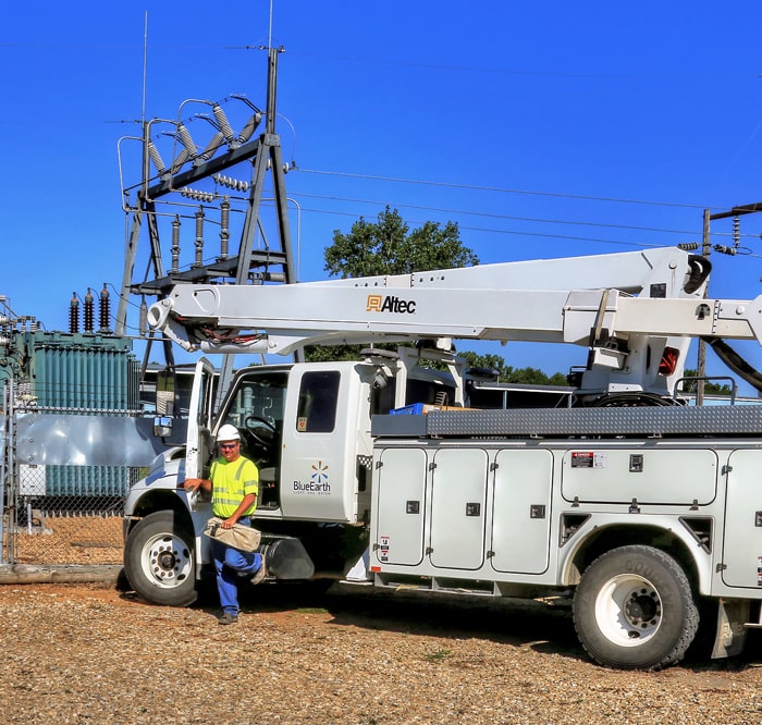 Blue Earth Utility Truck at Transformer Station